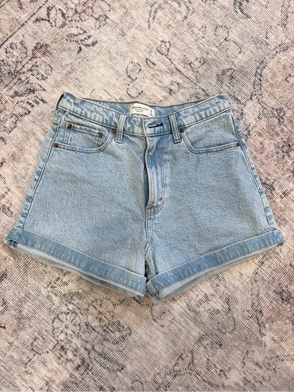 Abercrombie & Fitch Light Blue Denim High-Rise Shorts